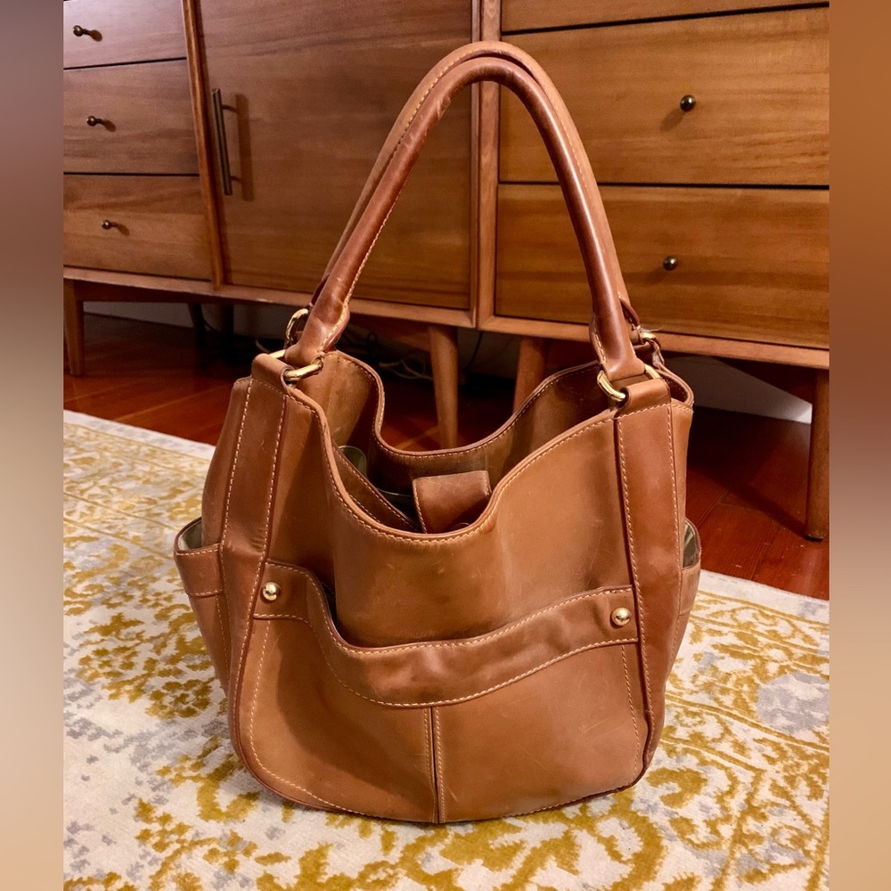 J. Crew Brown/Camel Leather Campo Bag
